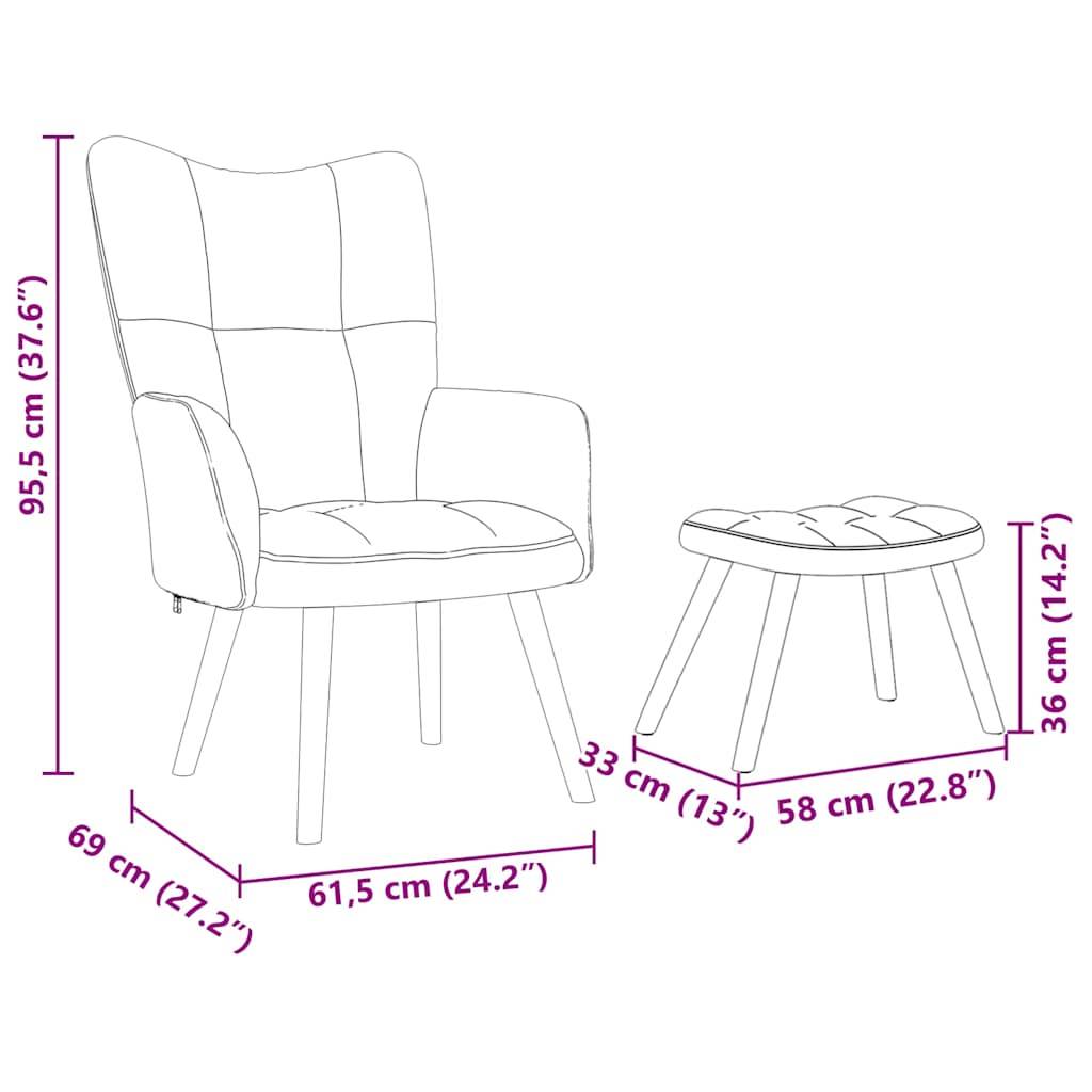 vidaXL Relaxsessel mit Hocker Dunkelgrau Stoff
