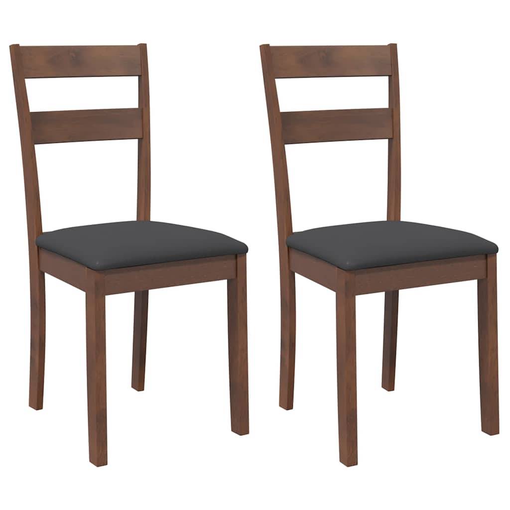 vidaXL Esszimmerstühle mit Kissen 2 Stk. Braun Massivholz Gummibaum