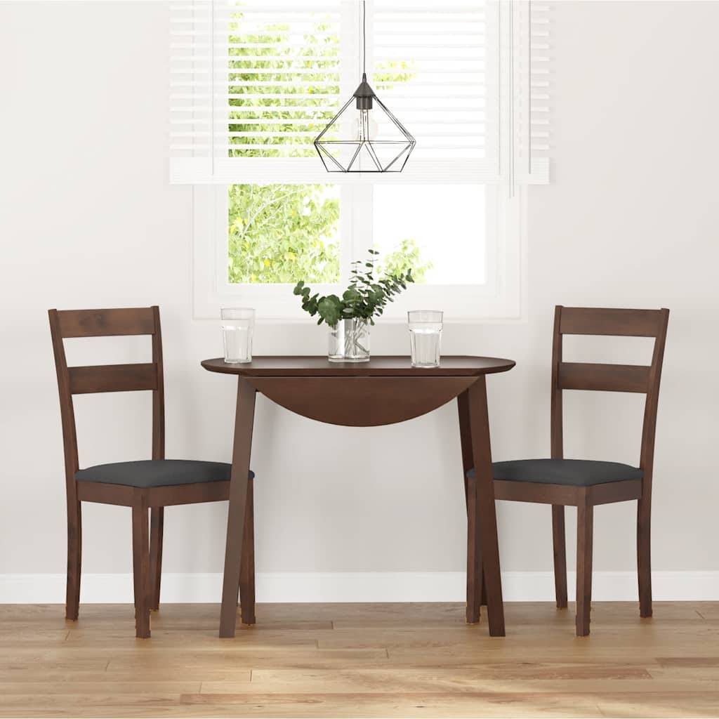 vidaXL Esszimmerstühle mit Kissen 2 Stk. Braun Massivholz Gummibaum