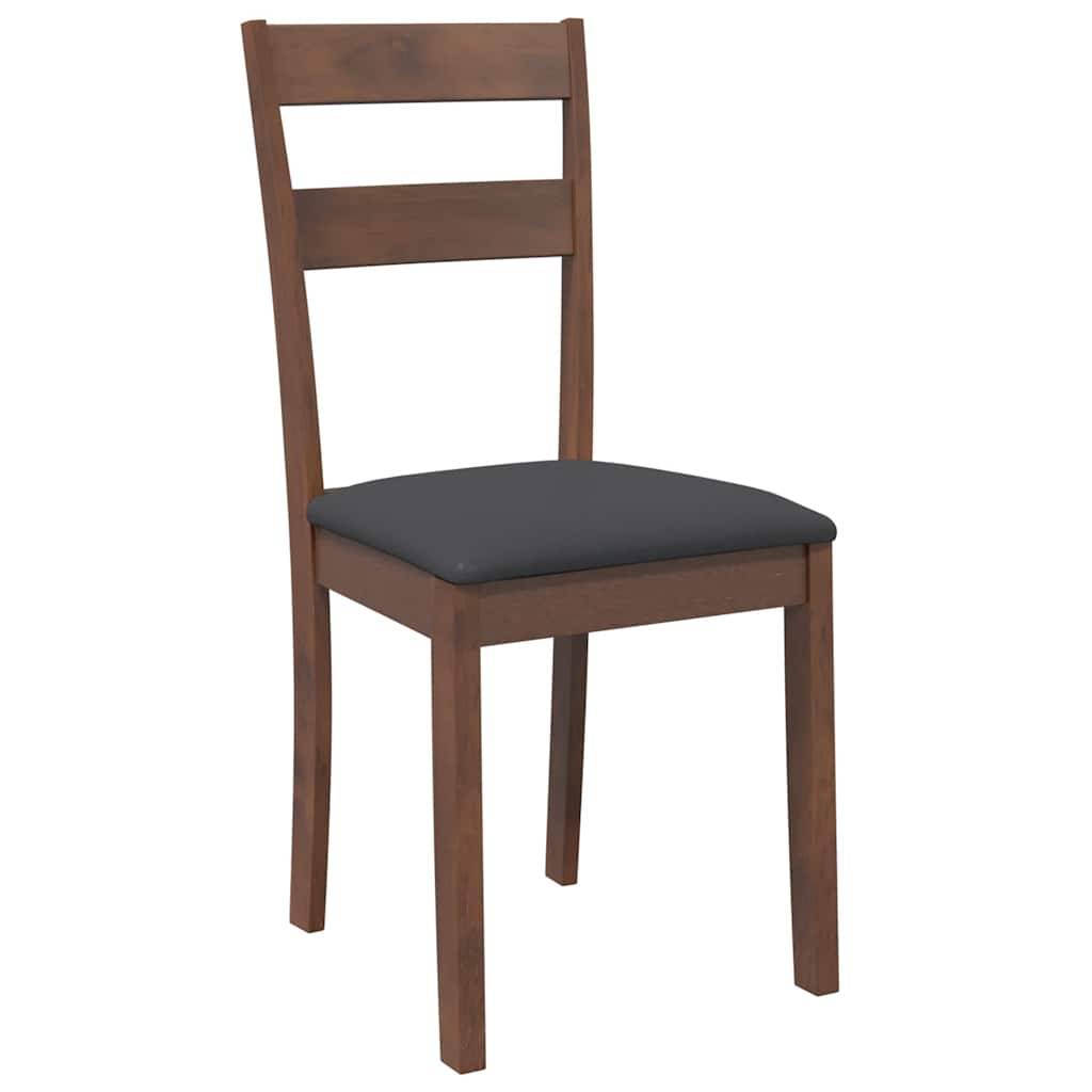 vidaXL Esszimmerstühle mit Kissen 2 Stk. Braun Massivholz Gummibaum