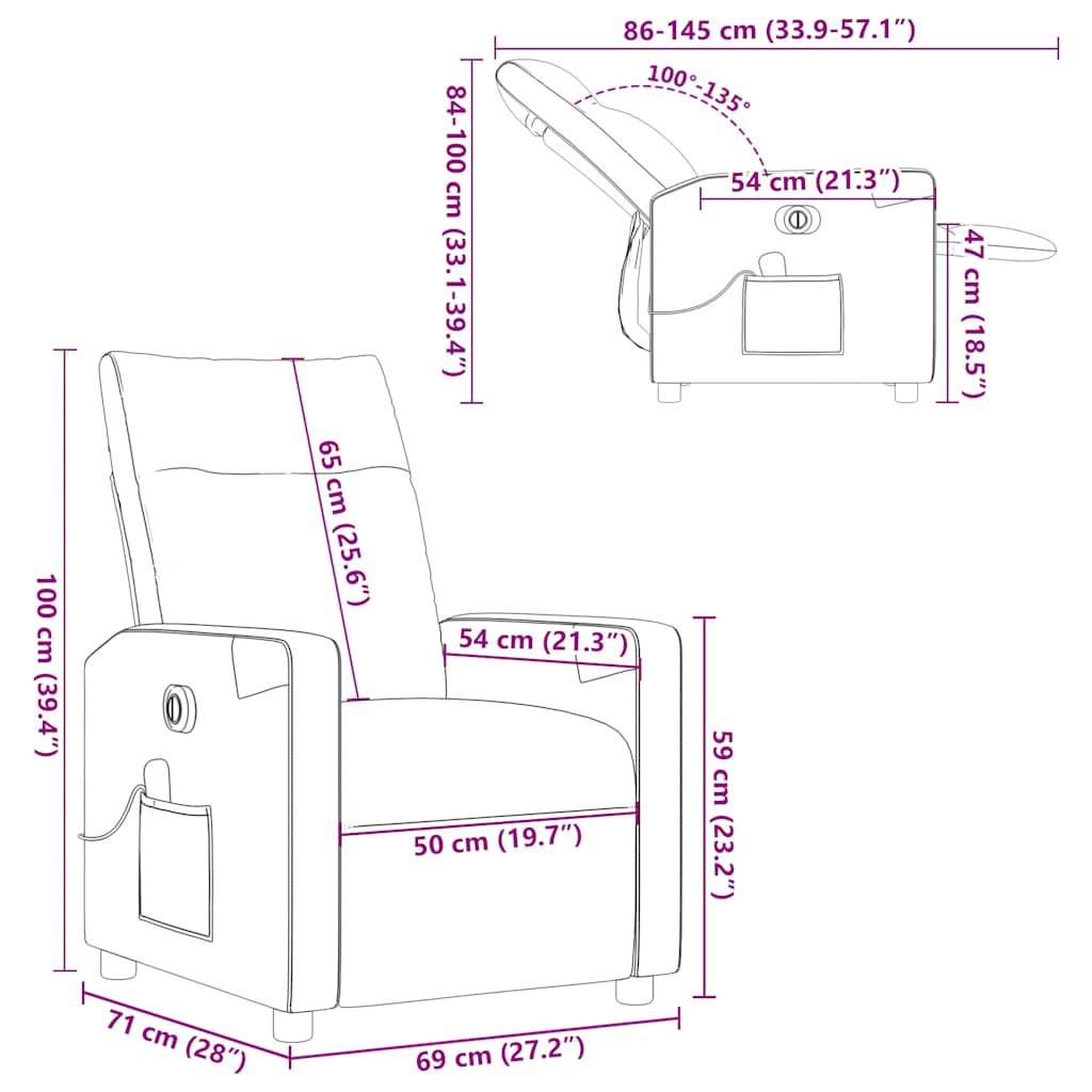 vidaXL Massagesessel Elektrisch Schwarz Stoff