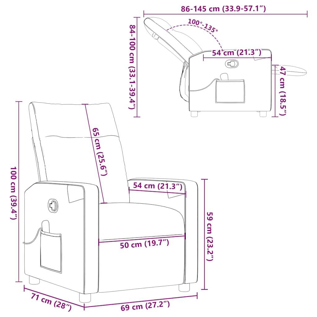 vidaXL Massagesessel Wolkengrau Stoff