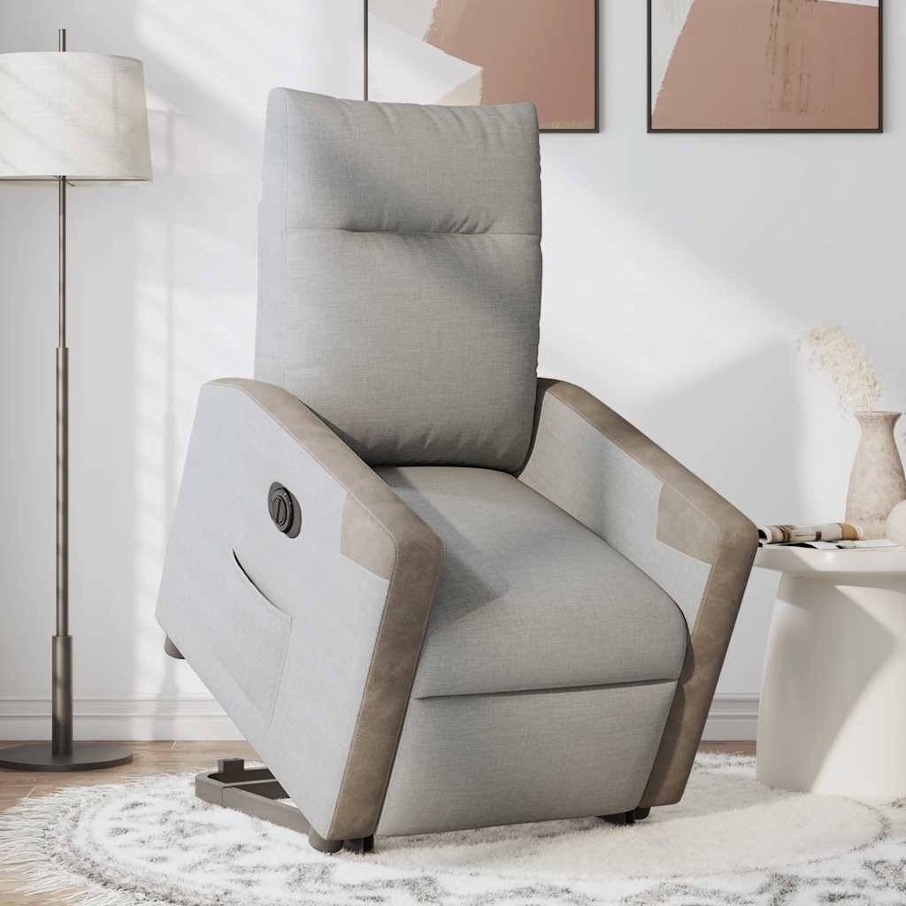 vidaXL Relaxsessel mit Aufstehhilfe Elektrisch Wolkengrau Stoff