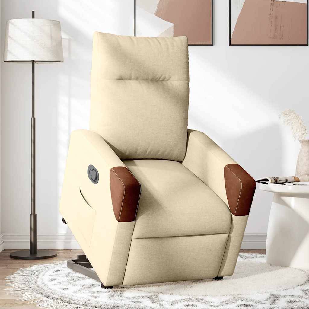 vidaXL Relaxsessel mit Aufstehhilfe Creme Stoff