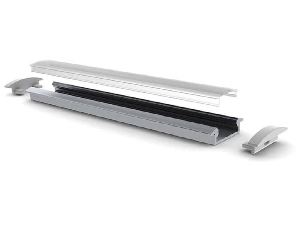 RECESSED SLIMLINE 8 mm - ALUMINIUM-EINBAUPROFIL FÜR LED-STREIFEN - ELOXIERTES ALUMINIUM - SILBER - 2 m