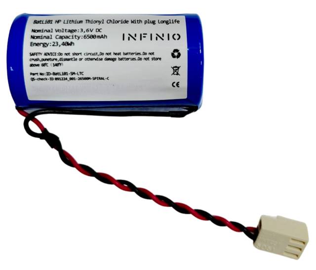 INFINIO BATLI01 für Alarmanlagen - Longlife Lithium-​Batterie HP Spiral 3,6 V / 6,5 Ah BAT01