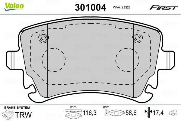 Valeo 301004 Bremsbelagsatz, Scheibenbremse