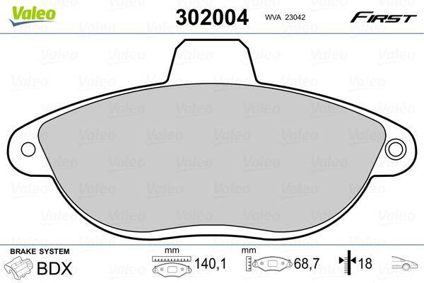Valeo 302004 Bremsbelagsatz, Scheibenbremse