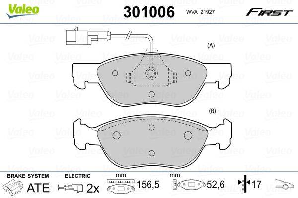 Valeo 301006 Bremsbelagsatz, Scheibenbremse