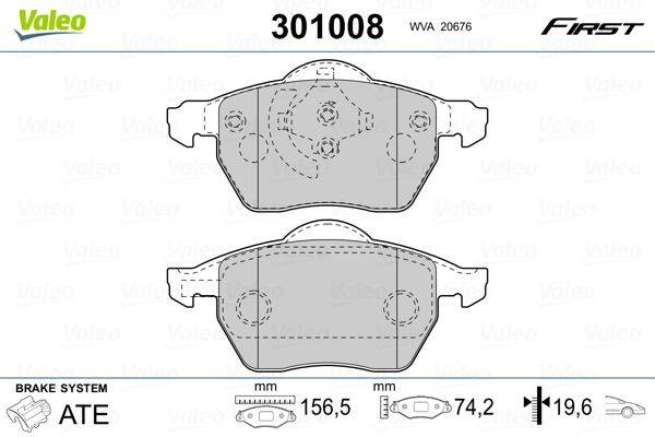 Valeo 301008 Bremsbelagsatz, Scheibenbremse