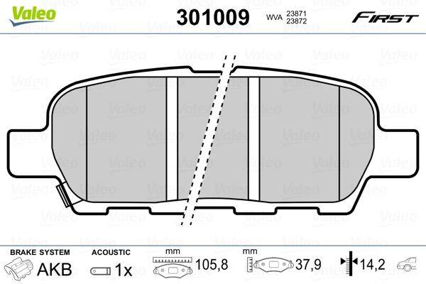 Valeo 301009 Bremsbelagsatz, Scheibenbremse