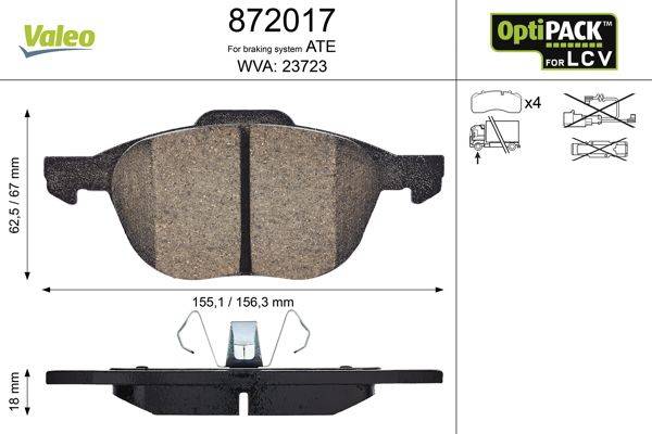 Valeo 872017 Bremsbelagsatz, Scheibenbremse