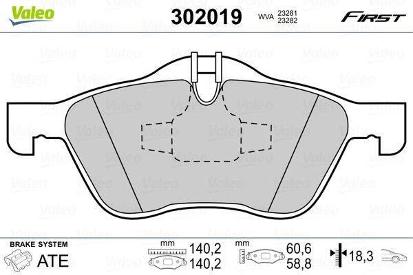 Valeo 302019 Bremsbelagsatz, Scheibenbremse