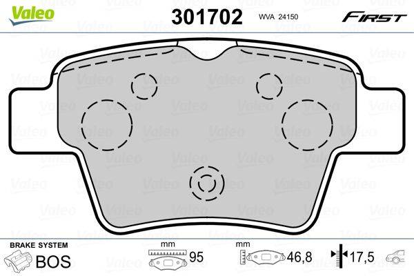 Valeo 301702 Bremsbelagsatz, Scheibenbremse