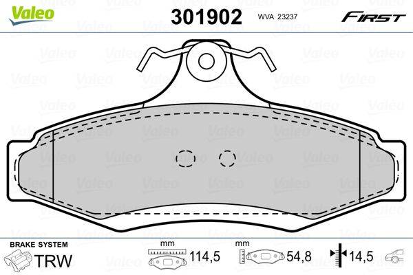 Valeo 301902 Bremsbelagsatz, Scheibenbremse