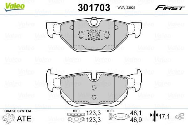 Valeo 301703 Bremsbelagsatz, Scheibenbremse