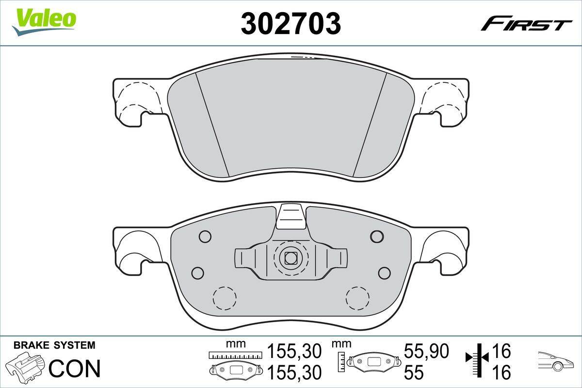 Valeo 302703 Bremsbelagsatz, Scheibenbremse