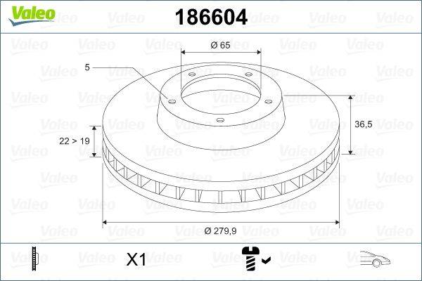 Valeo 186604 Bremsscheibe