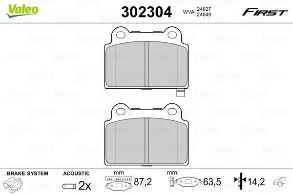 Valeo 302304 Bremsbelagsatz, Scheibenbremse