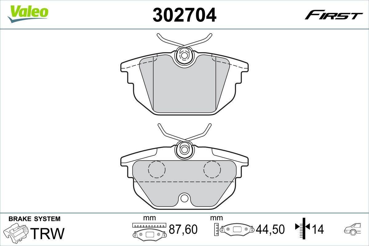 Valeo 302704 Bremsbelagsatz, Scheibenbremse