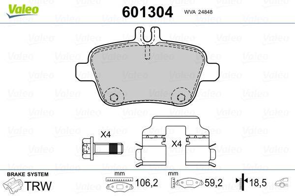 Valeo 601304 Bremsbelagsatz, Scheibenbremse