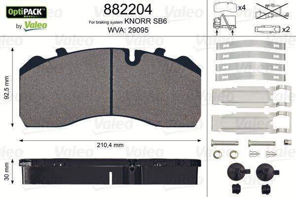 Valeo 882204 Bremsbelagsatz, Scheibenbremse