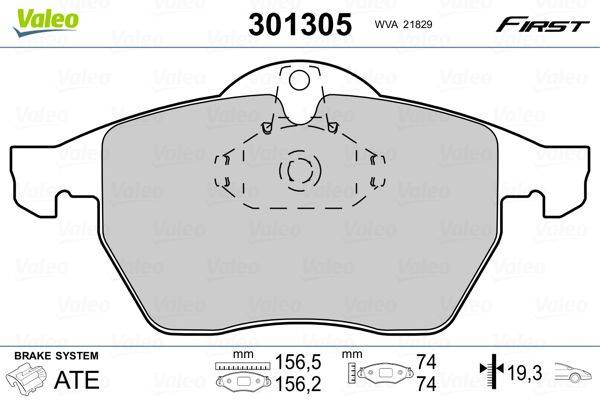 Valeo 301305 Bremsbelagsatz, Scheibenbremse