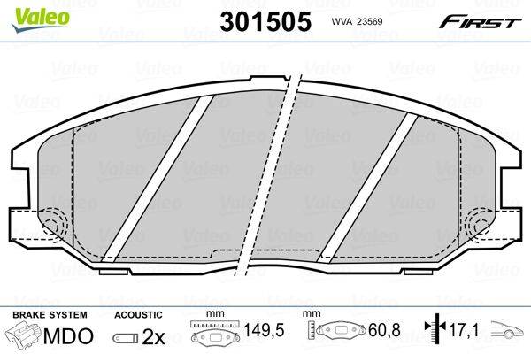 Valeo 301505 Bremsbelagsatz, Scheibenbremse