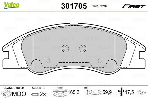 Valeo 301705 Bremsbelagsatz, Scheibenbremse