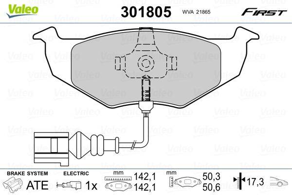 Valeo 301805 Bremsbelagsatz, Scheibenbremse