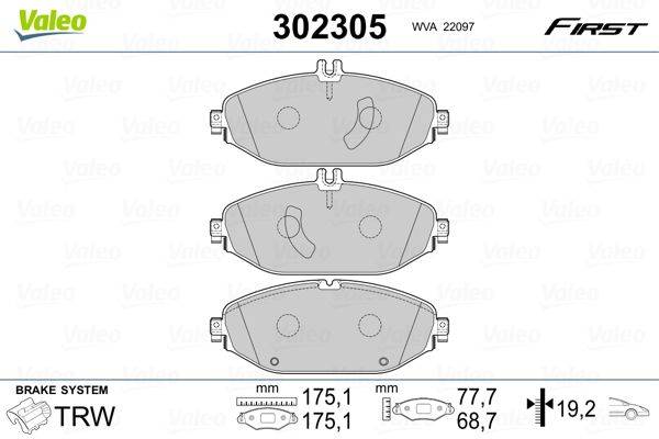 Valeo 302305 Bremsbelagsatz, Scheibenbremse