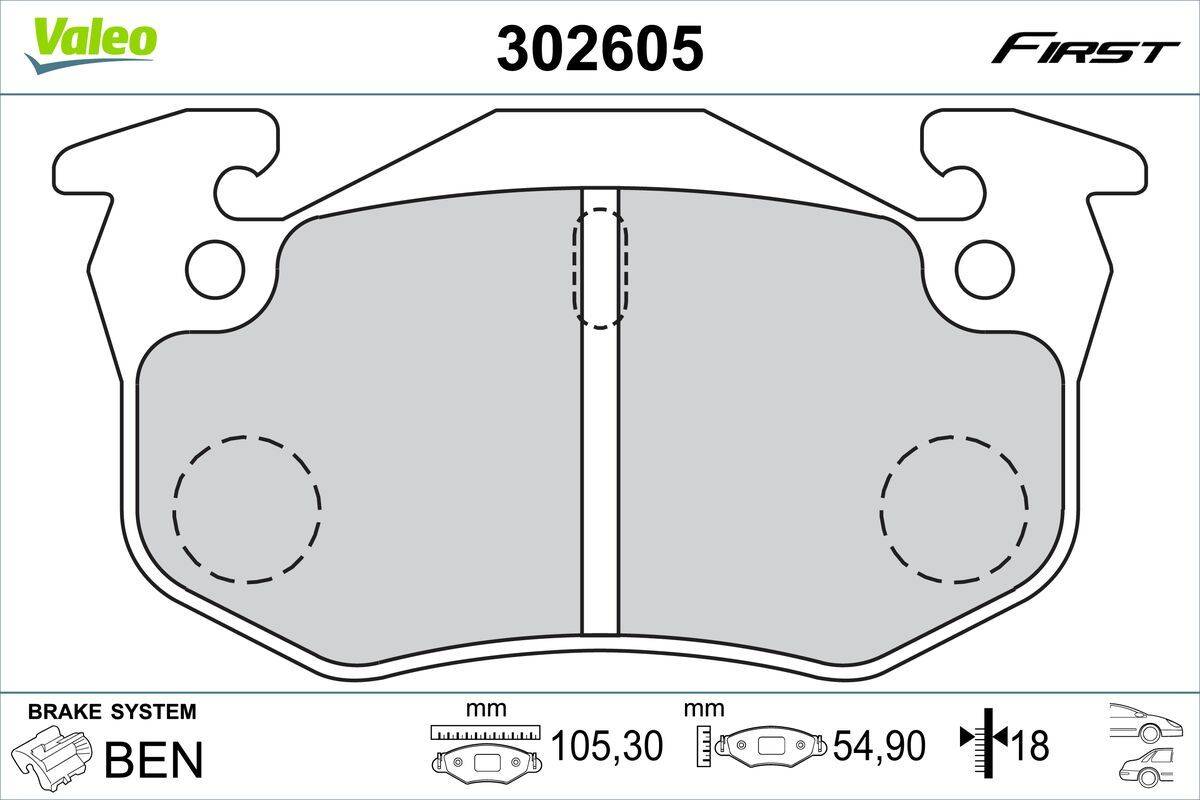 Valeo 302605 Bremsbelagsatz, Scheibenbremse