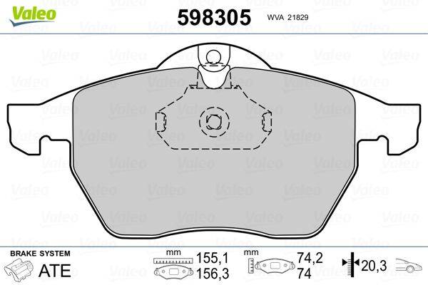 Valeo 598305 Bremsbelagsatz, Scheibenbremse