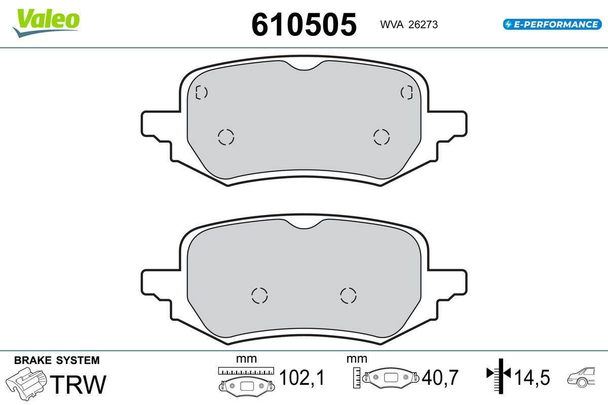 Valeo 610505 Bremsbelagsatz, Scheibenbremse
