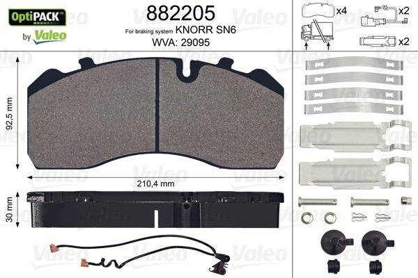 Valeo 882205 Bremsbelagsatz, Scheibenbremse