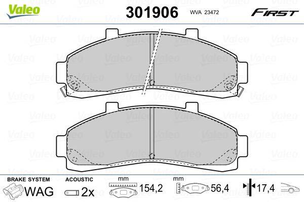 Valeo 301906 Bremsbelagsatz, Scheibenbremse