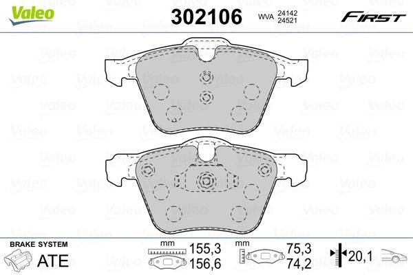Valeo 302106 Bremsbelagsatz, Scheibenbremse