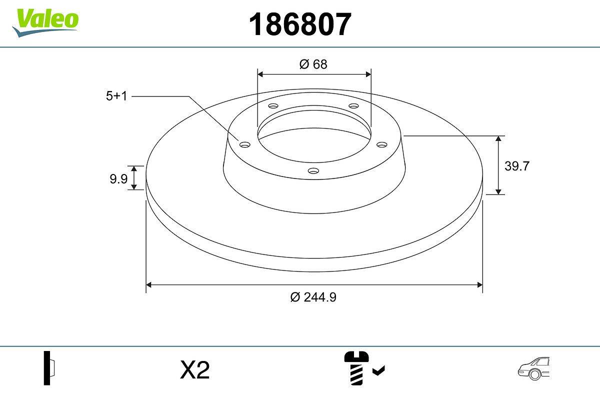 Valeo 186807 Bremsscheibe
