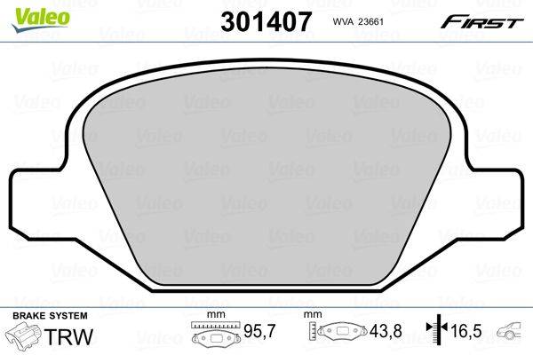 Valeo 301407 Bremsbelagsatz, Scheibenbremse