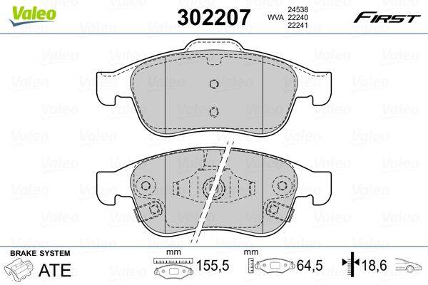 Valeo 302207 Bremsbelagsatz, Scheibenbremse