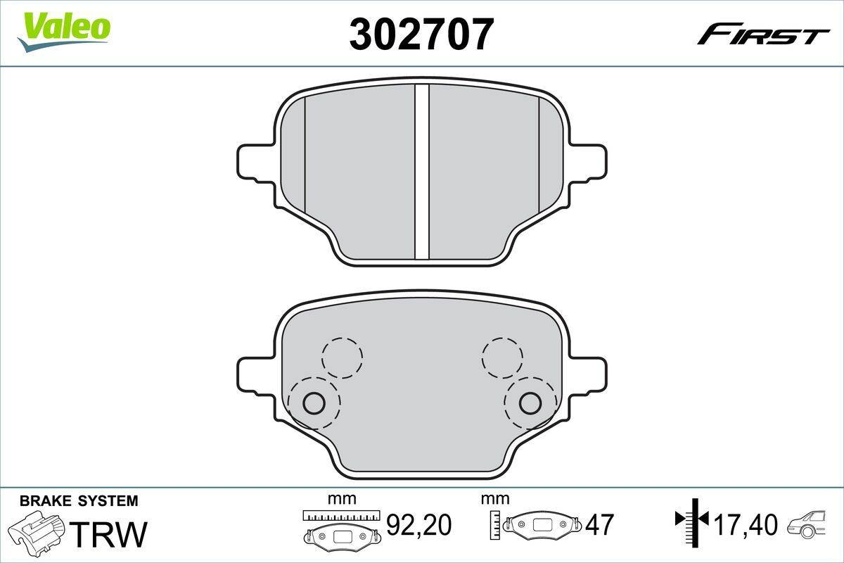 Valeo 302707 Bremsbelagsatz, Scheibenbremse