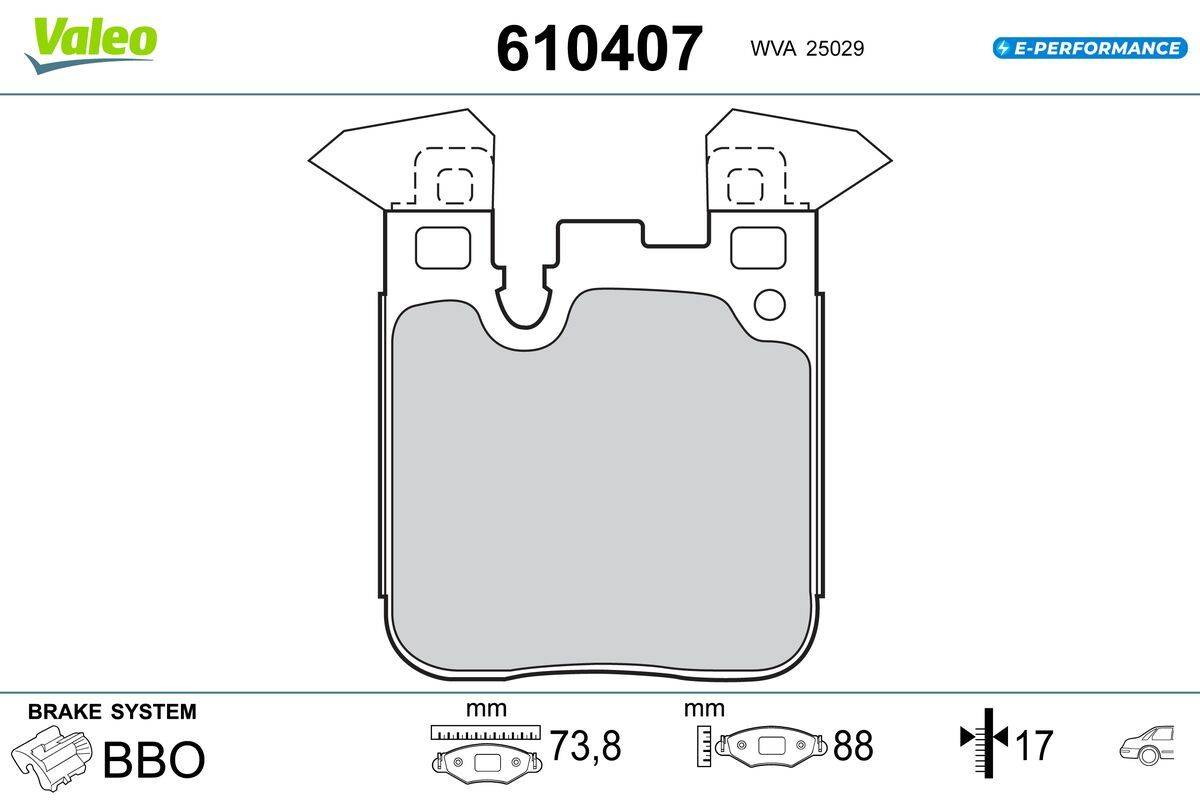Valeo 610407 Bremsbelagsatz, Scheibenbremse