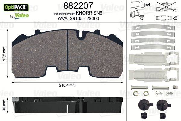 Valeo 882207 Bremsbelagsatz, Scheibenbremse