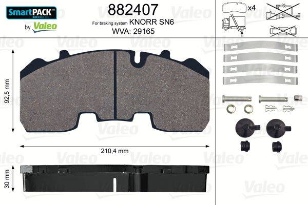 Valeo 882407 Bremsbelagsatz, Scheibenbremse