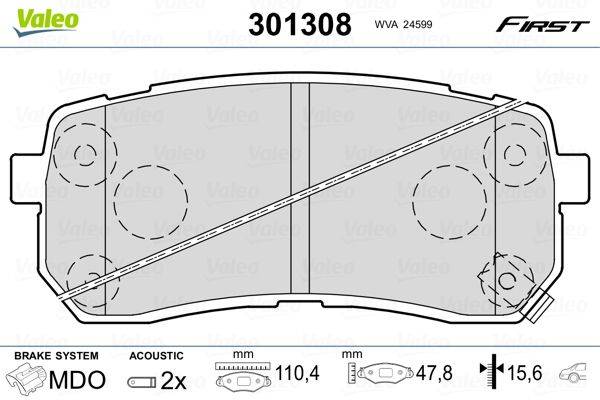 Valeo 301308 Bremsbelagsatz, Scheibenbremse