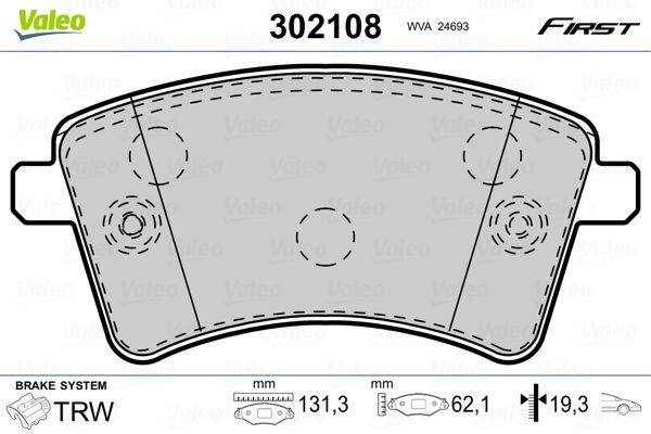 Valeo 302108 Bremsbelagsatz, Scheibenbremse