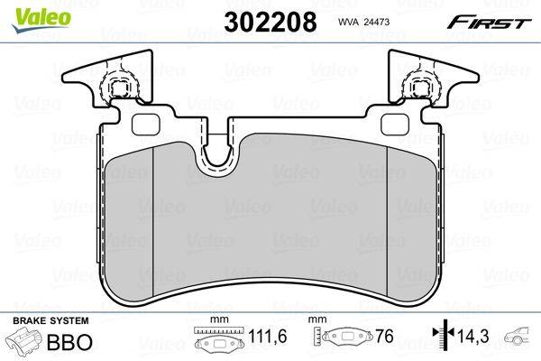 Valeo 302208 Bremsbelagsatz, Scheibenbremse