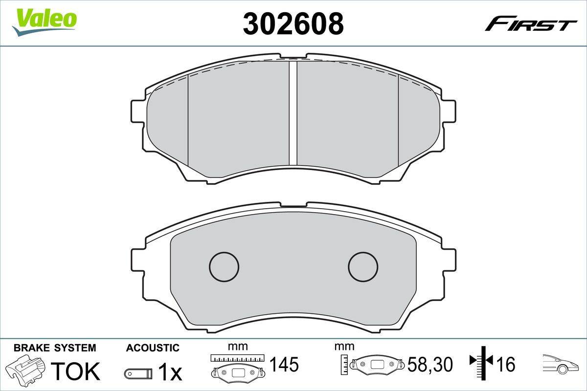 Valeo 302608 Bremsbelagsatz, Scheibenbremse