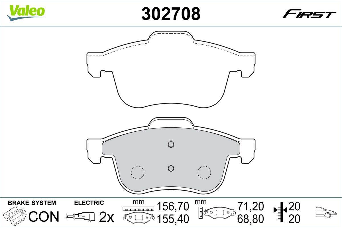 Valeo 302708 Bremsbelagsatz, Scheibenbremse