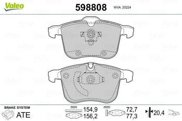 Valeo 598808 Bremsbelagsatz, Scheibenbremse